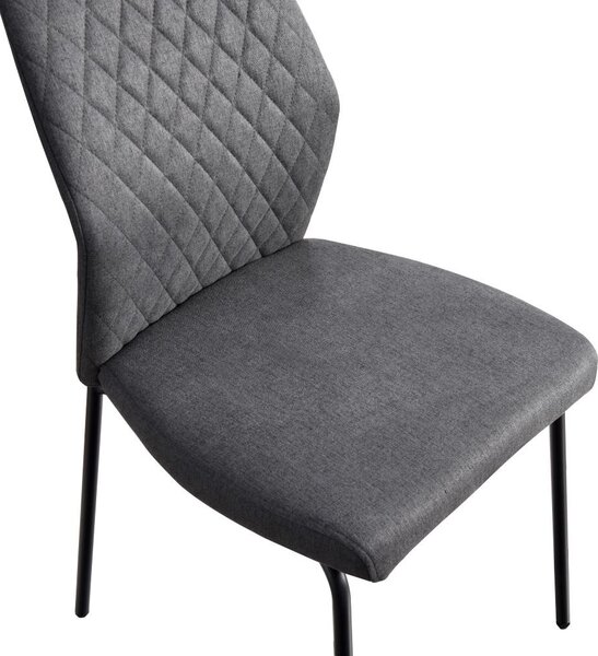 Jídelní židle Casadolce NATENA, sada 4 kusů, tmavě šedá, 46,5x56x92 cm, čalouněná, ergonomické opěradlo, kovové nohy