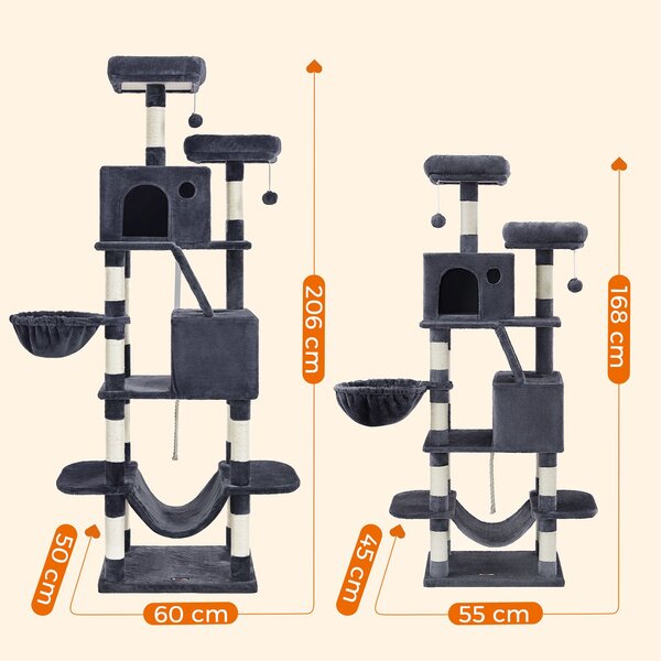 SONGMICS Kočičí škrabadlo Climbery 168 cm tmavě šedé