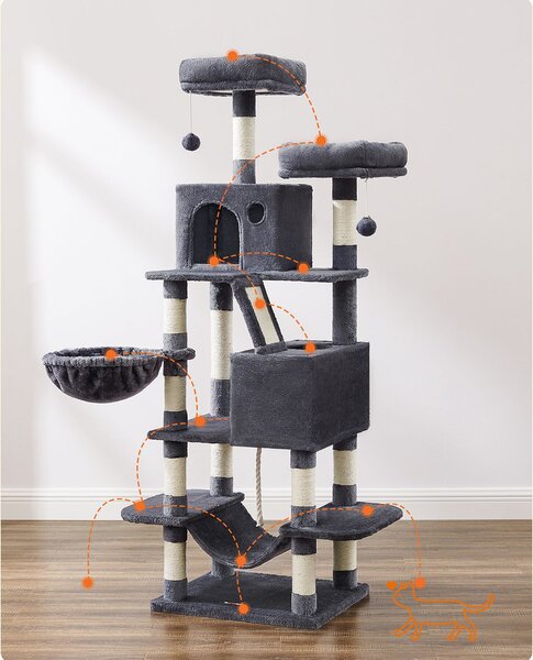 SONGMICS Kočičí škrabadlo Climbery 168 cm tmavě šedé