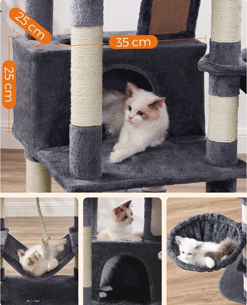SONGMICS Kočičí škrabadlo Climbery 168 cm tmavě šedé