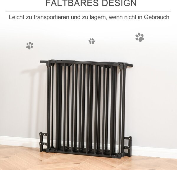 PawHut 2 v 1 Psí Ohrádka 5-dílná Skládací Zábrana se Dveřmi, DIY Ohrádka pro Štěňata, Ochrana Krbu, Ochrana Trouby pro Malé a Střední Psy, 300 x 74,5