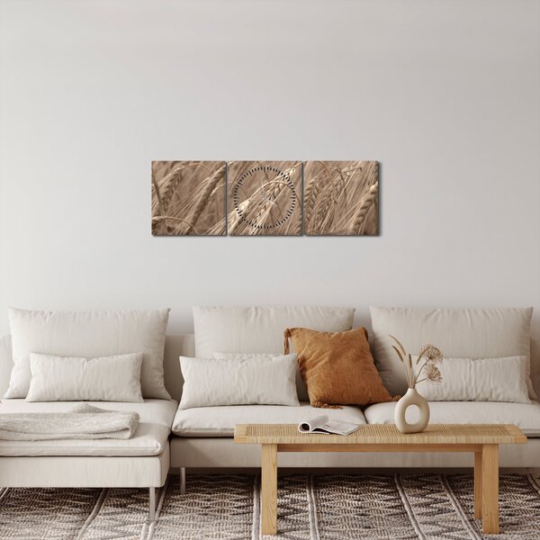 Obraz - Zlaté pole (s hodinami) (90x30 cm)