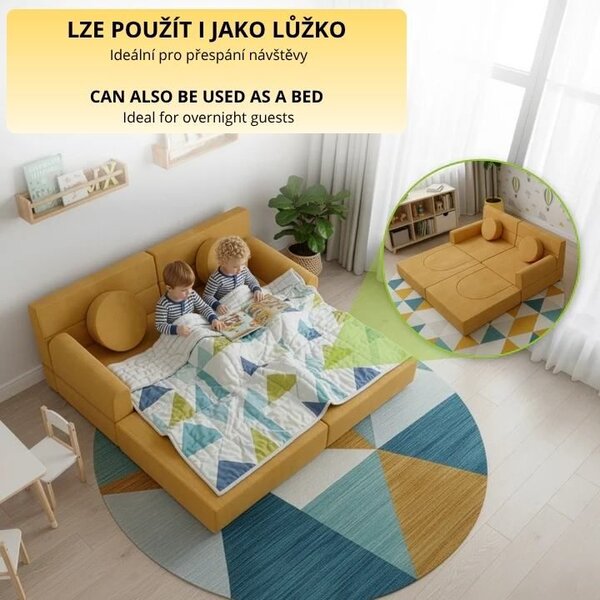 Designová modulární pohovka pro děti 150 cm, hořčicová