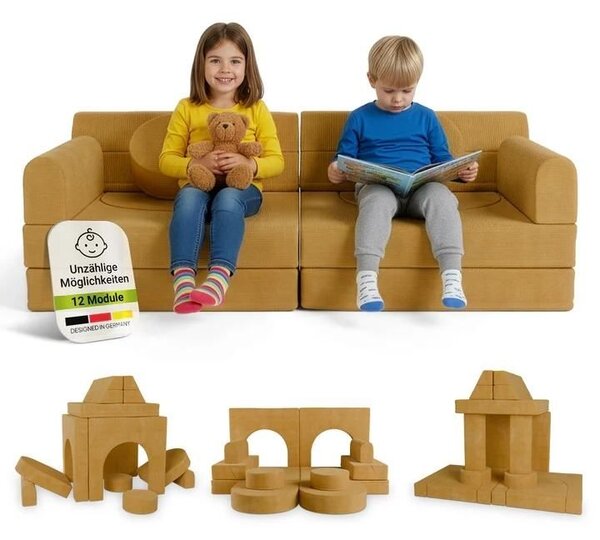 Designová modulární pohovka pro děti 150 cm, hořčicová