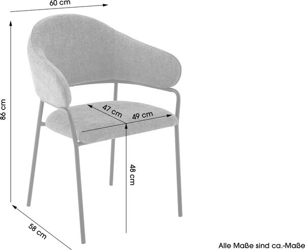ByLIVING Židle set 2 CURVE / Potah z tkané látky v tmavě zelené barvě, rám v černé barvě / Jídelní židle / Kuchyňská židle / Rozměry: Š 60 x V 86 x H 58 cm
