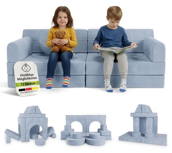 Designová modulární pohovka pro děti 150 cm, světle modrá