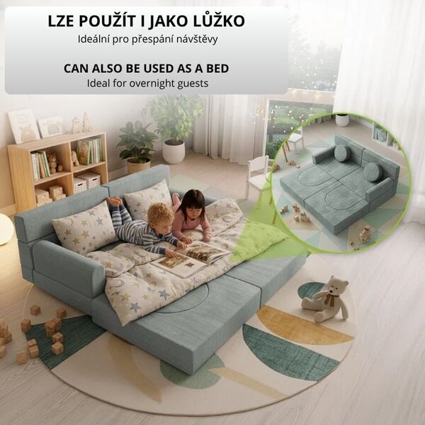 Designová modulární pohovka pro děti 150 cm, šalvějová