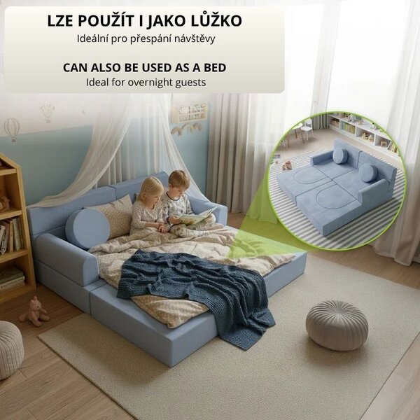 Designová modulární pohovka pro děti 150 cm, světle modrá