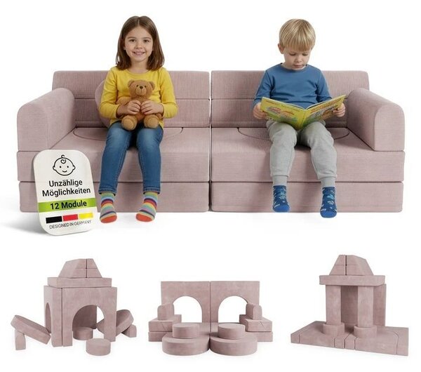 Designová modulární pohovka pro děti 150 cm, pudrová
