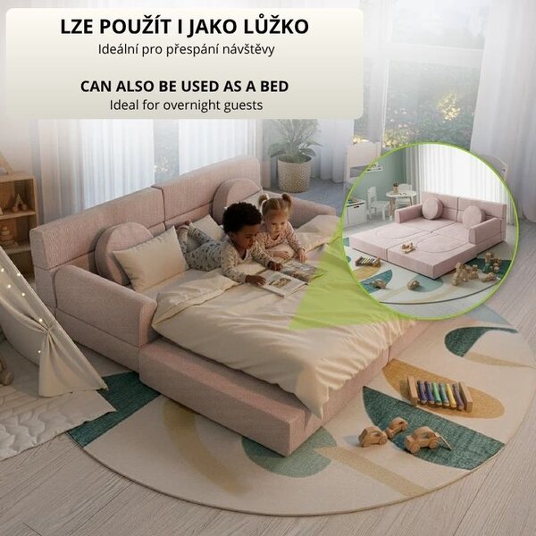 Designová modulární pohovka pro děti 150 cm, pudrová