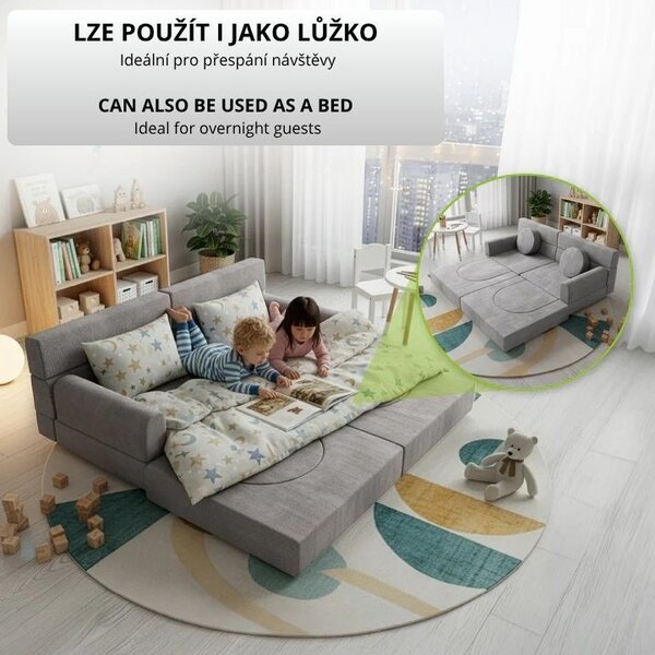 Designová modulární pohovka pro děti 150 cm, šedá