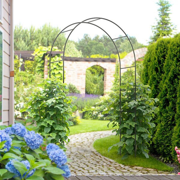 Outsunny Kovový Růžový Oblouk pro Popínavé Rostliny - Zahradní Oblouk s Špičatým Designem - Kovová Struktura, Trellis pro Růže - Oblouk do Zahrady 140