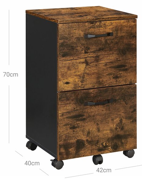 SONGMICS Pojízdný kancelářský kontejner Vasagle Veluko 70 cm hnědý/černý