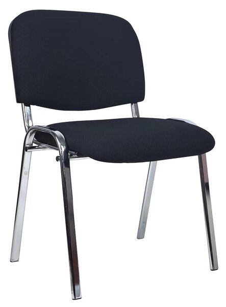 Casa Dolce stohovatelná židle pro návštěvníky SONDE, sada 6 kusů, černá a chrom, 50x55x80 cm, čalouněný sedák a opěrák, nosnost 100 kg
