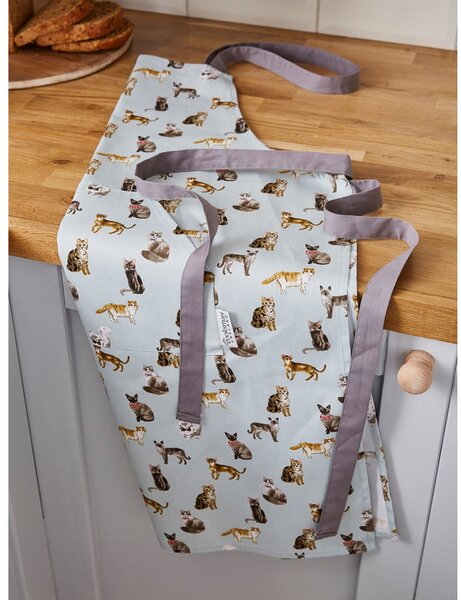 Modrá bavlněná zástěra Cooksmart ® Curious Cats