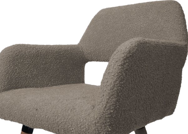 Jídelní židle HWC-A50 II, židle kuchyňská židle čalouněná židle, dřevo látka/textil bouclé (450g/m²) taupe