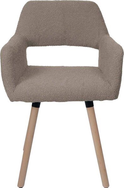 Jídelní židle HWC-A50 II, židle kuchyňská židle čalouněná židle, dřevo látka/textil bouclé (450g/m²) taupe