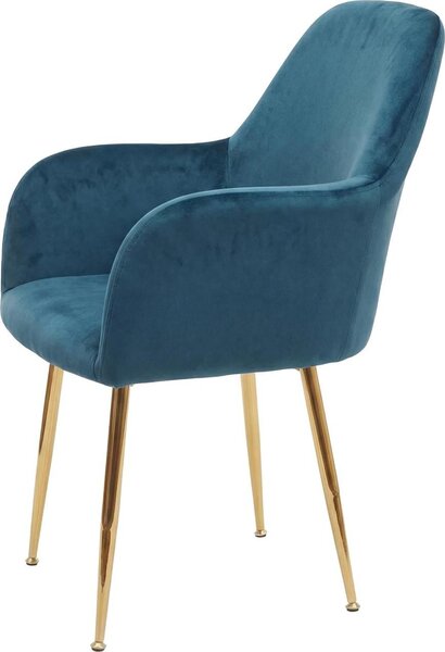 Sada 6 jídelních židlí HWC-F18, kuchyňská židle, retro design sametová máta, zlaté nohy