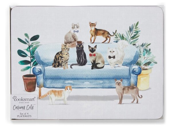 Korkové prostírání 4 ks 21.5x29 cm Curious Cats - Cooksmart ®