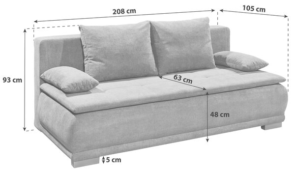 ROZKLÁDACÍ POHOVKA, textil, kompozitní dřevo, tmavě šedá MID.YOU - Rozkládací pohovky, Online Only