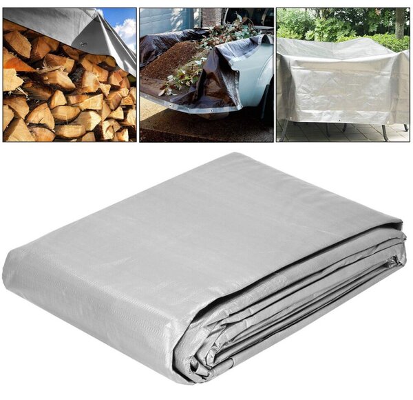 Krycí plachta s oky 6x4m, 130g SPRINGOS GA2183 šedá