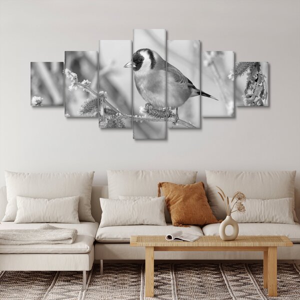 Obraz - Ptáček v zimě (210x100 cm)