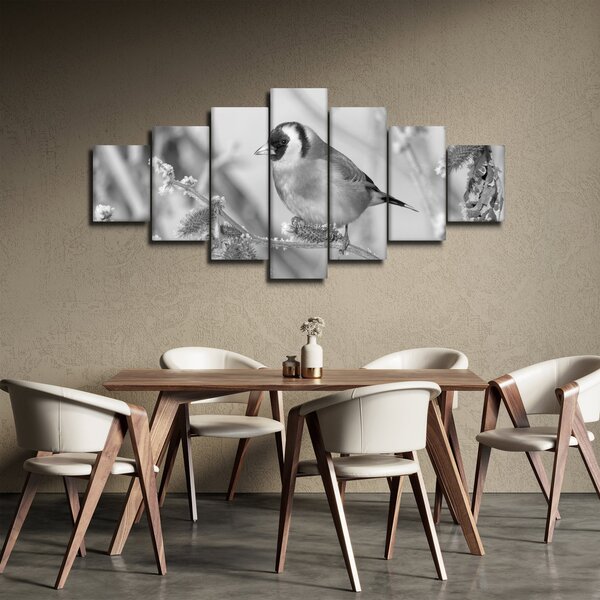 Obraz - Ptáček v zimě (210x100 cm)