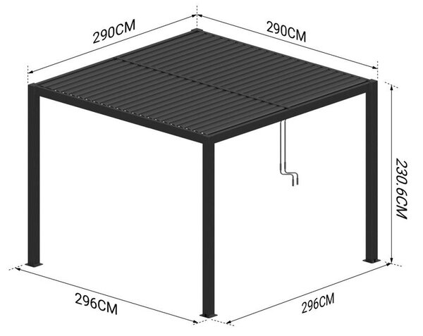 Hliníková bioklimatická pergola s lamelami 3 x 3 M