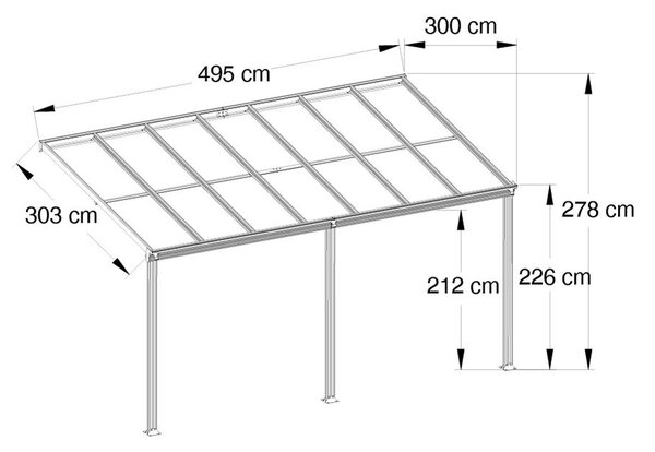 ALU pergola Avenberg AVESTA BW8 - 5 x 3 m