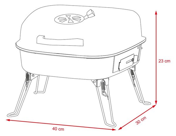 Přenosný stolní gril na dřevěné uhlí CAMPINA