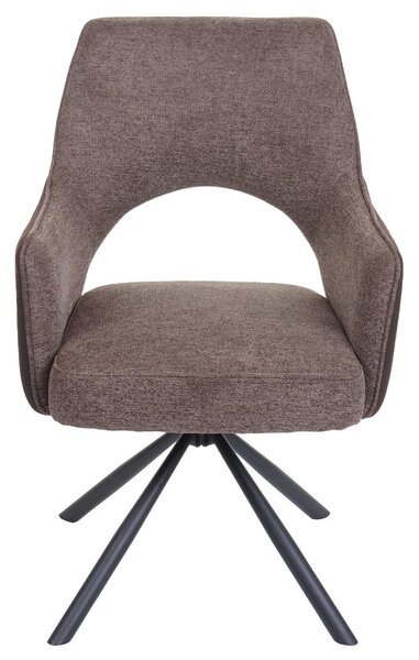 Sada 6 jídelních židlí HWC-K30, kuchyňská židle, křeslo, otočná automatická poloha, látka/textil MVG hnědá-tmavě hnědá