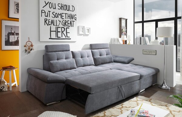 ROHOVÁ SEDAČKA, textil, kompozitní dřevo, tmavě šedá MID.YOU - Sedací soupravy, Online Only