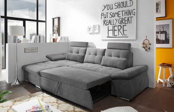 ROHOVÁ SEDAČKA, textil, kompozitní dřevo, šedá MID.YOU - Sedací soupravy, Online Only