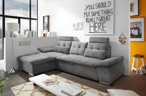 ROHOVÁ SEDAČKA, textil, kompozitní dřevo, šedá MID.YOU - Sedací soupravy, Online Only