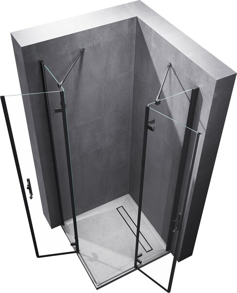 SONNI Černý sprchový kout s výklopnými dveřmi 90x90x195cm Nano 6mm tvrzené bezpečnostní sklo Sprchový kout Rohový vstupní sprchový kout Rohový sprchový kout