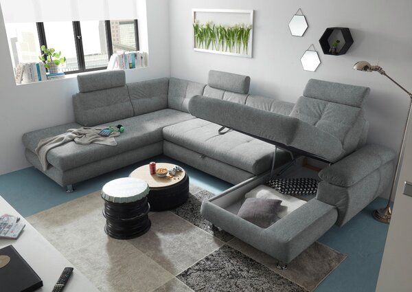 SEDACÍ SOUPRAVA, textil, světle šedá MID.YOU - Sedací soupravy, Online Only
