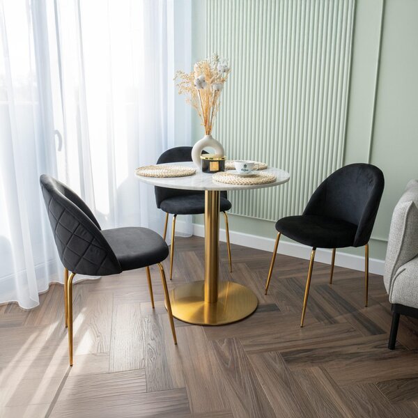 Velurová židle Fargo Gold Velvet Black