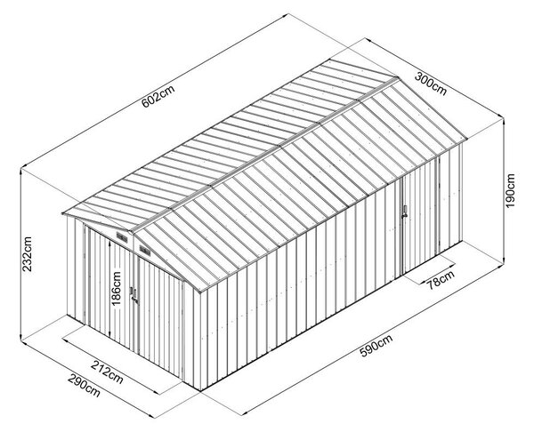 Zahradní domek / garáž Avenberg 6.02 x 3 m ANTRACIT CG-K2010-B