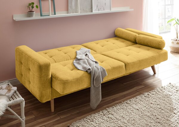 ROZKLÁDACÍ POHOVKA, textil, kompozitní dřevo, žlutá MID.YOU - Rozkládací pohovky, Online Only