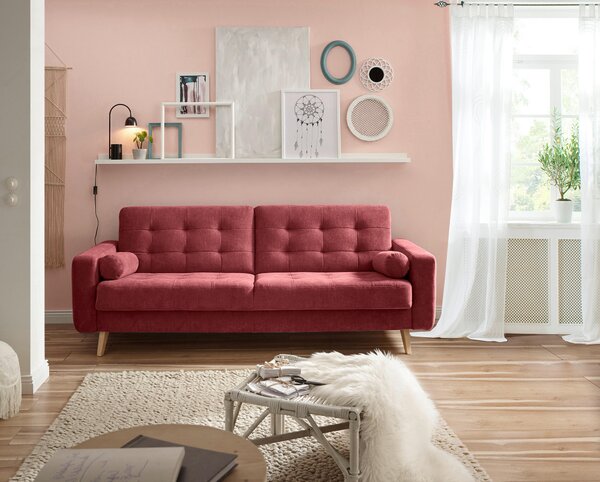 ROZKLÁDACÍ POHOVKA, textil, kompozitní dřevo, bobulová MID.YOU - Rozkládací pohovky, Online Only