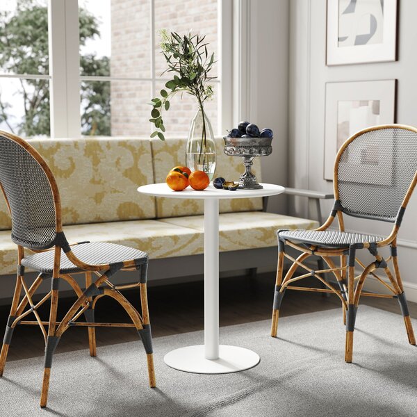 HOMCOM Jídelní Stůl, Kulatý Kuchyňský Stůl pro 2 Osoby, Moderní Jídelní Stůl do Obývacího Pokoje, Zahrady, Ocel, Ø60 x 72 cm, Bílý | Aosom