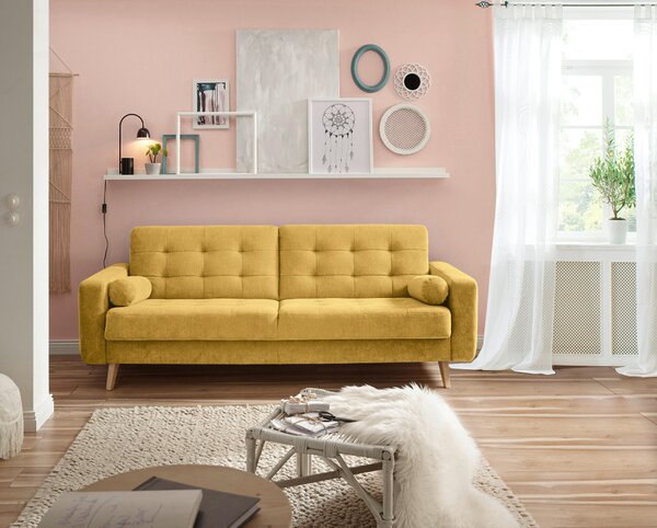 ROZKLÁDACÍ POHOVKA, textil, kompozitní dřevo, žlutá MID.YOU - Rozkládací pohovky, Online Only