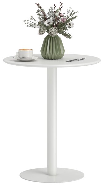 HOMCOM Jídelní Stůl, Kulatý Kuchyňský Stůl pro 2 Osoby, Moderní Jídelní Stůl do Obývacího Pokoje, Zahrady, Ocel, Ø60 x 72 cm, Bílý | Aosom