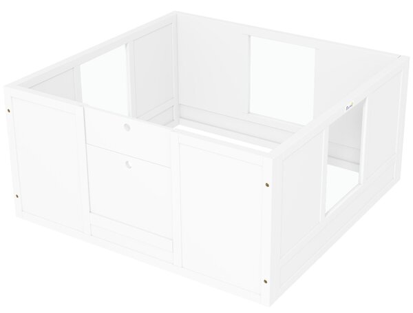 PawHut Box na štěňata, ohrádka pro štěňata s nastavitelnými dveřmi, ohrádka pro psy s protiskluzovými nožičkami, box pro štěňata pro středně velké psy