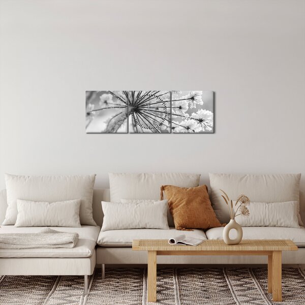Obraz - Květina v zimě (s hodinami) (90x30 cm)