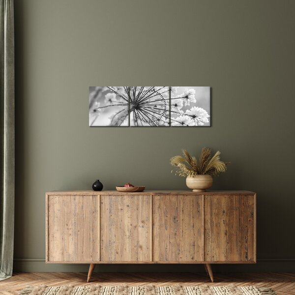 Obraz - Květina v zimě (s hodinami) (90x30 cm)
