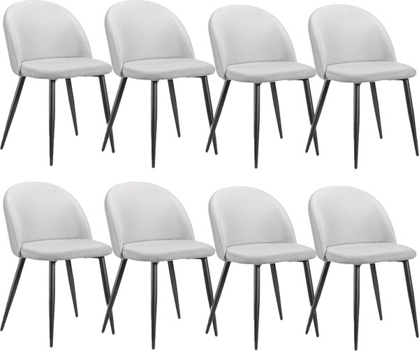 Jídelní židle AIORBER, 8-St, plátěná, černý kovový rám, měkké čalounění, ergonomická, stabilní a odolná, do jídelny, 45x54x78cm, béžová barva