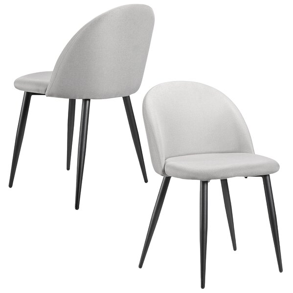 Jídelní židle AIORBER, 8-St, plátěná, černý kovový rám, měkké čalounění, ergonomická, stabilní a odolná, do jídelny, 45x54x78cm, béžová barva
