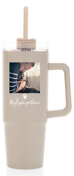 Personalizovaná termoska s průhledným víčkem - fotografie s mazlíčkem