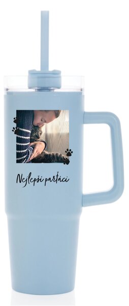 Personalizovaná termoska s průhledným víčkem - fotografie s mazlíčkem